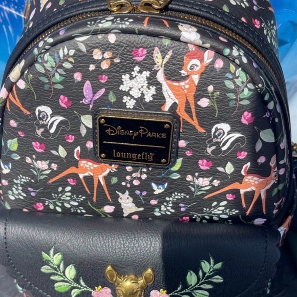 Loungefly Handbags - Loungefly Black Mini Bag with Bambi Floral Design